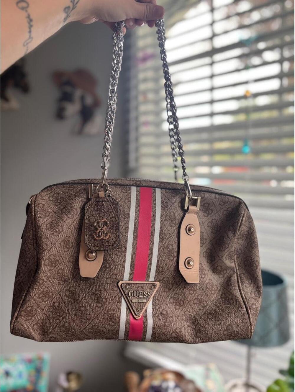 GUESS Logo Sport Y2K Upcycled Chain Satchel Bag